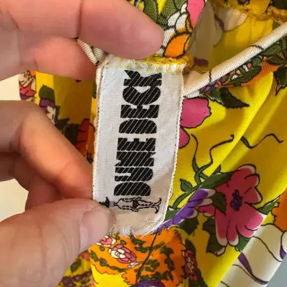 Vintage 1970s Floral Paisley Maxi Dress ILGWU Triacetate Size 9 - Picture 5 of 6